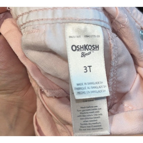 Oshkosh B'gosh 3TToddler Girl Pink Heart Pocket Overalls Shorts basics - Picture 4 of 4